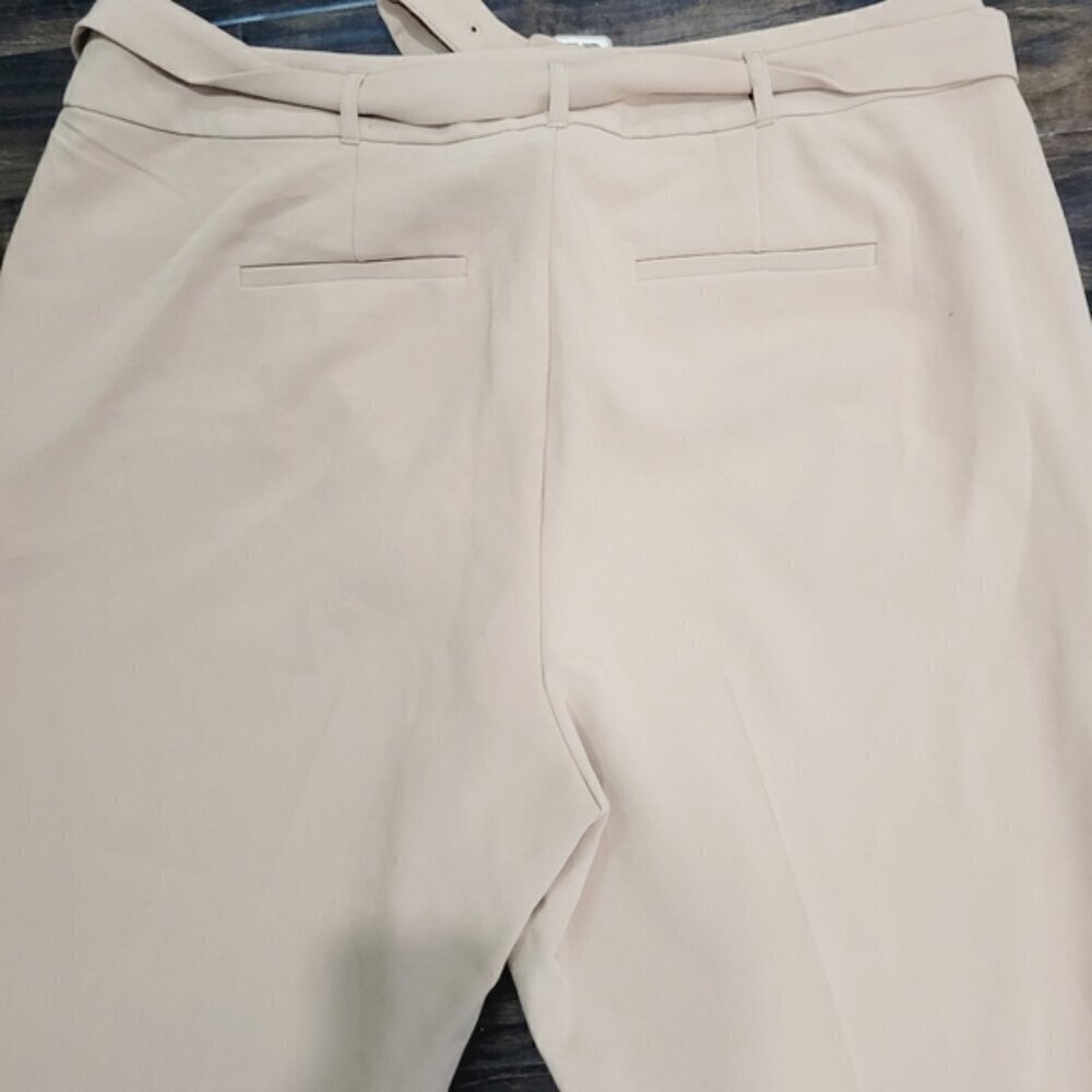 Torrid belted straight leg trouser pant woven beige - Picture 8 of 10